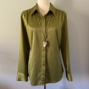 Green satin blouse